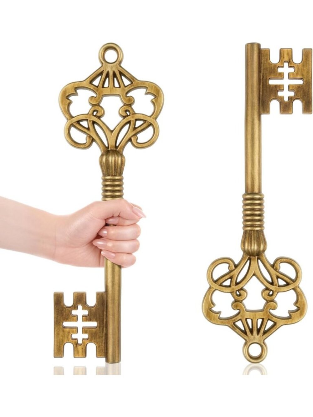 Vintage Large Resin Skeleton Key Wall Decor - 14-Inch Decorative Hanging Art for